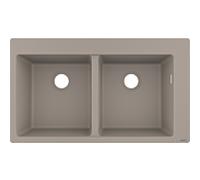 hansgrohe évier encastré 43316380 880 x 510 mm, 2 bassins principaux, trous robinetterie prédéfinis, gris béton