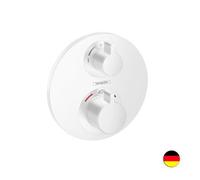 Hansgrohe - FaÃ§ade mitigeur thermostatique encastrÃ© HANSGROHE Ecostat S avec robinet d'arrÃªt et inverseur blanc mat - Blanc