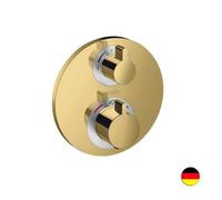 Hansgrohe - FaÃ§ade mitigeur thermostatique encastrÃ© HANSGROHE Ecostat S avec robinet d'arrÃªt et inverseur aspect dorÃ© poli - Jaune