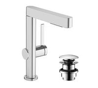 Hansgrohe Mitigeur lavabo Finoris 76063000, douchette extractible 2 jets, garniture push-open, chromé