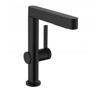 hansgrohe Finoris - Mitigeur monocommande lavabo avec douchette rétractable avec bonde de vidage Push-Open noir mat