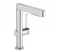 hansgrohe Finoris - Mitigeur monocommande lavabo avec douchette rétractable avec bonde de vidage Push-Open chrome
