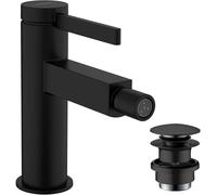 hansgrohe Finoris Mitigeur monocommandé pour bidet avec vidage Push-Open, saillie 129 mm, 76200670, Couleur: Noir Mat