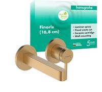 hansgrohe Finoris Mitigeur monocommandé pour lavabo encastré pour montage mural avec bec 16,5 cm, saillie 168 mm, 76051140, Couleur: Bronze brossé