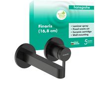 hansgrohe Finoris Mitigeur monocommandé pour lavabo encastré pour montage mural avec bec 16,5 cm, saillie 168 mm, 76051340, Couleur: Chrome noir brossé