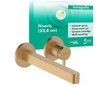 hansgrohe Finoris Mitigeur monocommandé pour lavabo encastré pour montage mural avec bec 22,5 cm, saillie 228 mm, 76050140, Couleur: Bronze brossé