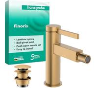 hansgrohe Finoris - Robinetterie de bidet avec vidage Push-Open, Mitigeur monocommande pour bidet avec hauteur sous bec de 99 mm, Bronze brossé, 76200140