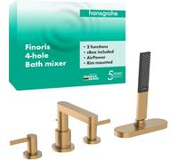 hansgrohe Finoris robinetterie de bord de baignoire 4 trous avec boîte à flexible (sBox), saillie 152 mm, 76444140, Couleur: Bronze brossé