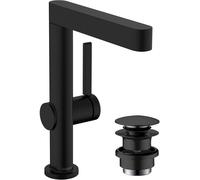 Hansgrohe Mitigeur lavabo Finoris 230, bec pivotant, vidage Push-Open, saillie 178 mm, Noir mat