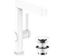 hansgrohe Finoris 230 mitigeur lavabo 76060700 avec bec pivotant et garniture de vidange push-open, blanc mat