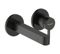 Hansgrohe Robinet de lavabo Finoris encastré mural monocommande bec 16,5 cm Chrome noir brossé