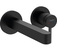 hansgrohe Finoris robinetterie de lavabo monocommande modèle encastré pour montage mural avec bec 16,5 cm, portée 168mm, 76051670, Couleur: noir mat