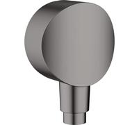 hansgrohe FixFit raccord mural S avec clapet anti-retour et coude de raccordement en plastique, chrome, 26453340, Couleur: Chrome noir brossé