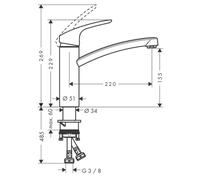 Hansgrohe FOCUS M2 Mitigeur évier Aspect acier 31806800