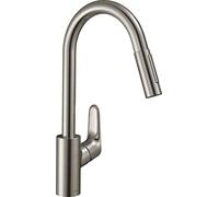 hansgrohe Focus Robinet de cuisine M41 240 2jet 73880800 aspect inox, avec douchette extractible, avec sBox