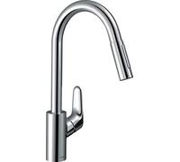 Hansgrohe Focus M41 mitigeur monocommande de cuisine M41 240, douchette coulissante, 2 jets, sBox, Coloris: chrome - 73880000