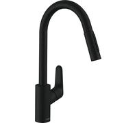 Hansgrohe Focus Mitigeur de cuisine 1 trou 240 mm avec douchette extractible à jet normal et douchette noir mat 31815670