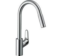 Hansgrohe Focus M41 - Mitigeur d'évier Focus avec douchette extractible, sBox, EcoSmart, chrome 73895000