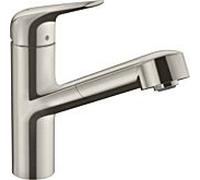 hansgrohe Focus M42 mitigeur de cuisine 150 1jet 71814800 aspect acier inoxydable, plage de pivotement 120°, avec bec extractible