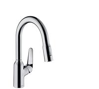 hansgrohe Focus Robinet de cuisine M42 180 2jet 71821000 avec douchette extractible, plage de rotation 360°, chromé