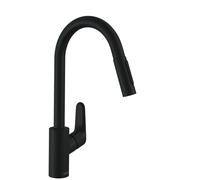 Hansgrohe Focus Mitigeur de cuisine 1 trou 240 mm avec douchette extractible à jet normal et douchette noir mat 31815670