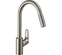Mitigeur évier - douchette extractible - 2 jets -Inox - Focus HANSGROHE