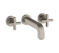 Hansgrohe hansgrohe Axor Citterio Set de montage complet mitigeur lavabo 3 trous encastré, poignée croix, aspect acier inoxydable Quantité:1