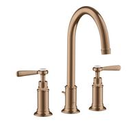 hansgrohe AXOR Mitigeur lavabo 3 trous Montreux 180, vidage escamotable, béqu'illes, projection 175mm, 16514310, Couleur: Or rouge brossé