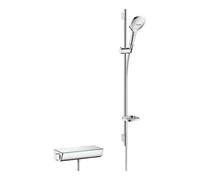Hansgrohe hansgrohe Barre de douche Raindance Sel. E 120 1008 mm, blanc/verre clair, avec thermostat Quantité:1
