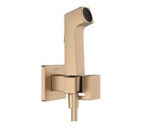 hansgrohe Bidette Douchette à main 1jet E EcoSmart pour eau froide, avec support de douche et flexibles de douche, design anguleux, 29231140, Couleur: Bronze brossé