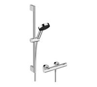 hansgrohe Pulsify Select S set de douche 105, 3jet Relaxation, Ecostat Fine, EcoSmart, barre de douche 650mm, 24262000, Couleur: chrome