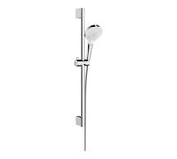 hansgrohe Ensemble de douche Crometta Vario Green 6 l/min avec barre de douche 65 cm, 2655555400, blanc/chrome, 26555400