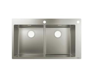 Hansgrohe hansgrohe Évier encastré S712-F765 370/370 845x480mm, 2 cuves, mitigeur haut et bas, ES Quantité:1