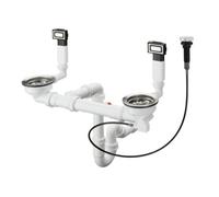 Hansgrohe hansgrohe Garniture vidage et trop-plein D15-11 automatique, pour double vasque, acier inoxydable Quantité:1