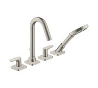 hansgrohe AXOR Citterio M Robinet de baignoire 4 trous avec béqu'illes et rosettes, 34444800, Couleur: Acier inoxydable Optic