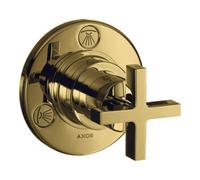 hansgrohe AXOR Citterio Trio / Quattro Vanne d'arrêt et de commutation encastrée avec poignées transversales, 39925990, Couleur: Optique en or poli
