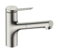 Hansgrohe hansgrohe Mitigeur évier 150 Zesis M33 avec douchette extractible, 2 jets, aspect acier inoxydable Quantité:1