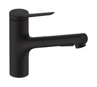 Hansgrohe hansgrohe Mitigeur évier 150 Zesis M33 avec douchette extractible, 2 jets, noir mat Quantité:1