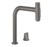 hansgrohe Metris Select M71 Mitigeur de cuisine 2 trous 200, douchette extractible, 2jets, sBox, 73818340, Couleur: noir brossé
