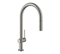 hansgrohe Talis M54 mitigeur monocommande de cuisine 210, douche extractible, 2 jets, sBox, Coloris: Chrome noir brossÃ© - 72801340