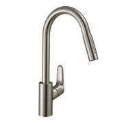 Hansgrohe hansgrohe Mitigeur évier 240 Focus M41 EcoSmart avec douchette, 2 jets, 5,8 l/min, aspect acier inoxydable Quantité:1