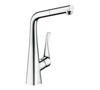 hansgrohe Metris M71 M71 Mitigeur monocommande de cuisine 320, bec extractible, 1 jet, sBox, 73812000, Couleur: chrome