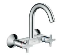 Hansgrohe hansgrohe Mitigeur évier à deux poignées Logis M32 mural, bec haut, 1 jet, chrome Quantité:1