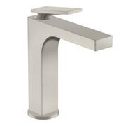 hansgrohe AXOR Citterio Mitigeur monocommandé pour lavabo, garniture découlement non verrouillable, saillie 143mm, ComfortZone160, 39024800, Couleur: Acier inoxydable Optic