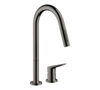 Hansgrohe hansgrohe Mitigeur monocommande 2 trous pour évier 220 Axor Citterio M avec douchette extractible, chrome noir poli Quantité:1