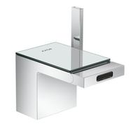 Hansgrohe hansgrohe Mitigeur monocommande bidet Axor MyEdition A 121 mm, avec vidage poussoir, avec plaque, chrome/verre satiné Quantité:1