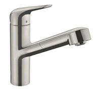 Hansgrohe hansgrohe Mitigeur monocommande évier 150 Focus M42 avec bec extractible, 1 jet, aspect acier inoxydable Quantité:1