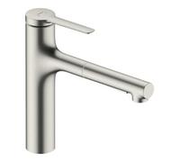 Hansgrohe Mitigeur de cuisine Zesis M33, ComfortZone 160, douchette extractible 2 jets, acier inox