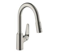 Hansgrohe hansgrohe Mitigeur monocommande évier 180 Focus M42 avec douchette extractible, 2 jets, aspect inox Quantité:1