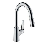 Hansgrohe hansgrohe Mitigeur monocommande évier 180 Focus M42 avec douchette extractible, 2 jets, chrome Quantité:1